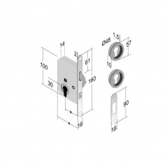serrure Bonaiti pour porte coulissante à cylindre