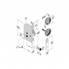 dimensions serrure Bonaiti porte coulissante condamnation