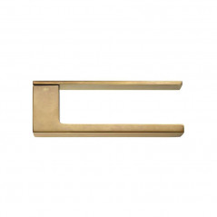 Poignée de porte infinito DnD Martinelli sur rosace plate finition laiton vue de dessus
