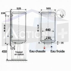 dimensions chauffe eau 50 litres Atlantic
