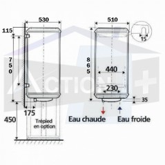 dimensions chauffe eau 100 litres Atlantic