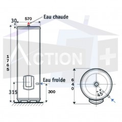 dimensions chauffe eau Atlantic 300 litres stable