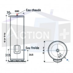 dimensions chauffe eau Atlantic 500 litres stable