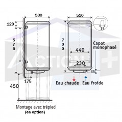 Dimensions chauffe eau stéatite Atlantic 75 litres