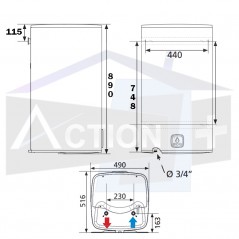 dimensions chauffe eau Linéo Atlantic 100 litres