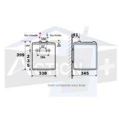 Dimensions Chauffe eau compact sous évier de cuisine Atlantic