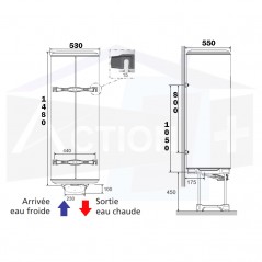 Dimensions chauffe eau Vizengo Atlantic 200 L