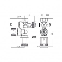 Groupe de sécurité Inox droit 20x27 eau calcaire