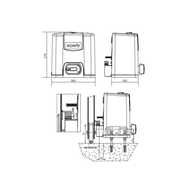 Moteur seul Somfy ELIXO 500 ref 1782549
