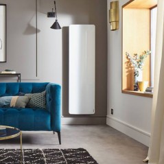 radiateur à inertie avec façade en verre blanc atlantic vertical divali