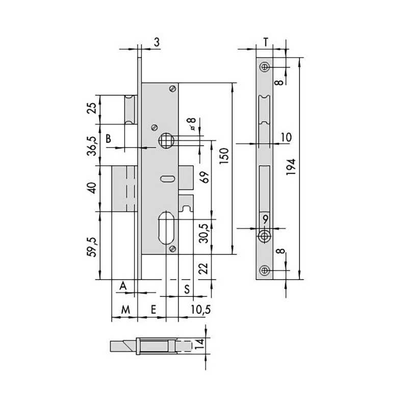 Serrure Cisa 44220 axe 15 mm