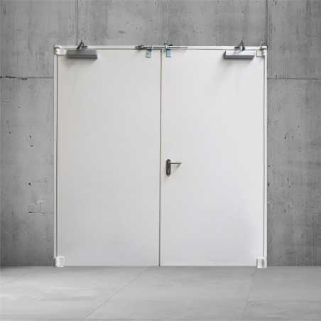 Bloc porte acier 2 vantaux Ei120 sur mesure grande dimension