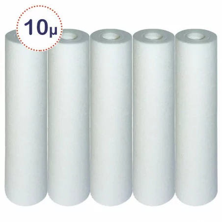 Lot de 5 cartouches filtrantes à eau spun 10 microns