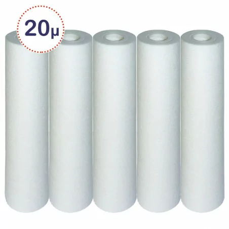 Pack 5 filtres à eau 20 microns 9 pouces 3/4
