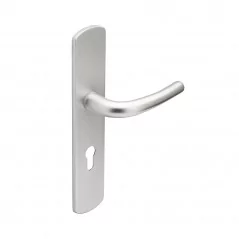 béquille sur plaque argent pour porte