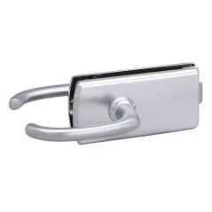 Serrure porte vitrée à béquille chromé mat