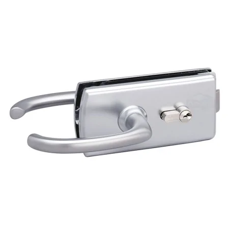 Serrure Stremler pour porte vitrée chromé mat