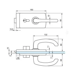 dimensions de la serrure de porte vitrée stremler 4360