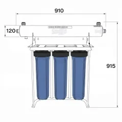 Dimensions station de filtration UV Grand débit
