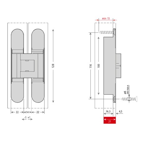 Charniere Invisible Bronze pour Porte intérieure bois