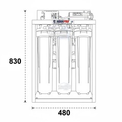 Dimensions osmoseur sur chassi métallique aquapro