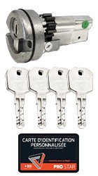 Cylindre Valente + 4 clefs + carte