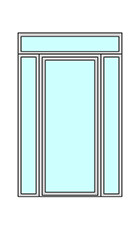 Porte + 2 fixes latéraux égaux + imposte