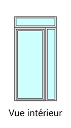 Porte + fixe latéral droite + imposte
